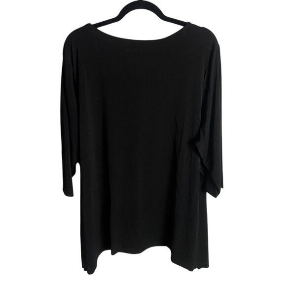 Quacker Factory Size 2x Stretch Black Sequin Christmas Tree Blouse Top Festive - Picture 2 of 5